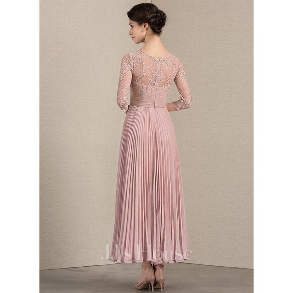 NWT JJ's House A-line Scoop Illusion Ankle-Length Lace Dress Pink - Picture 13 of 13